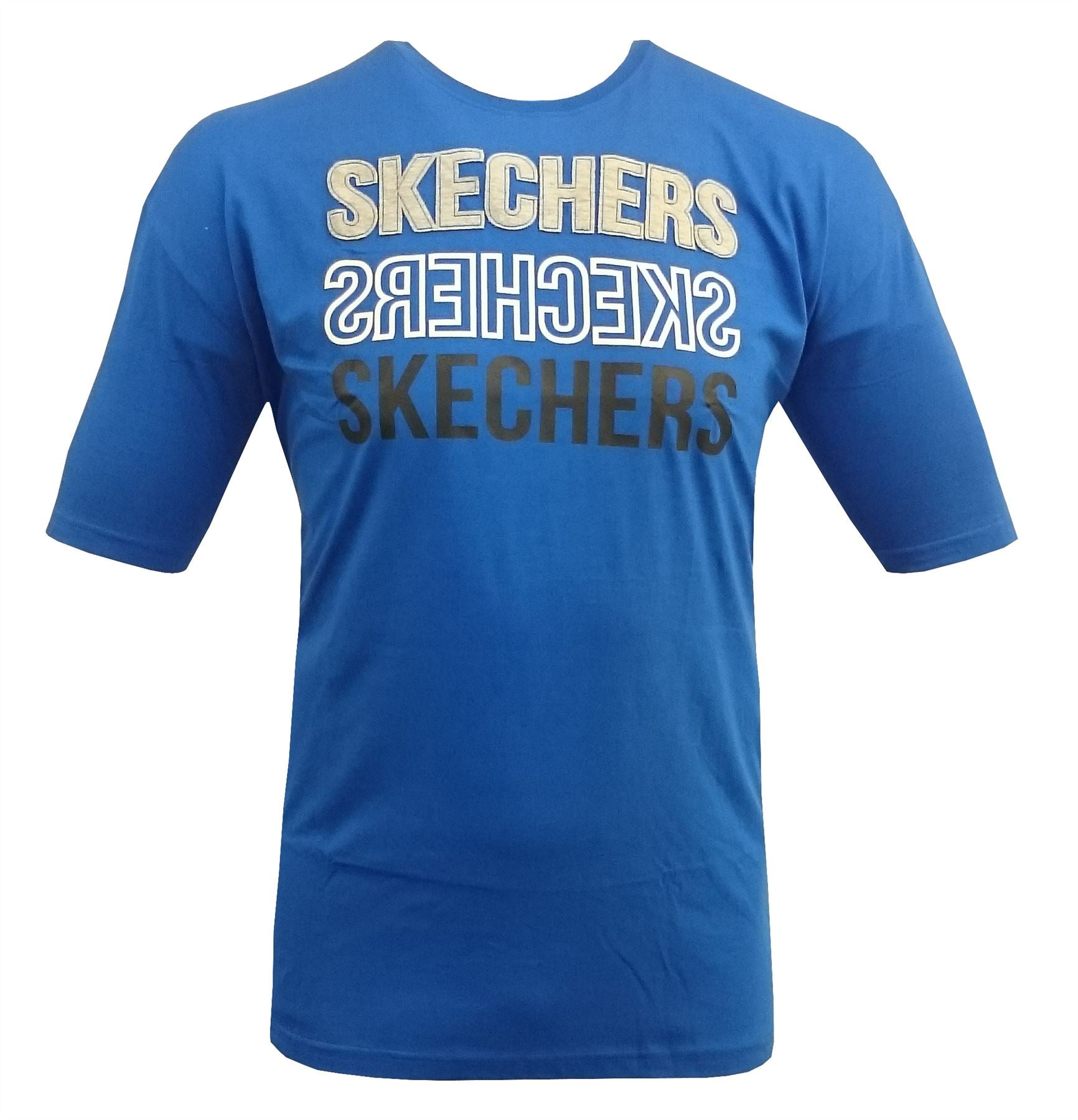 SKECHERS Mens Pure Cotton Printed Tee (Henton) in Blue