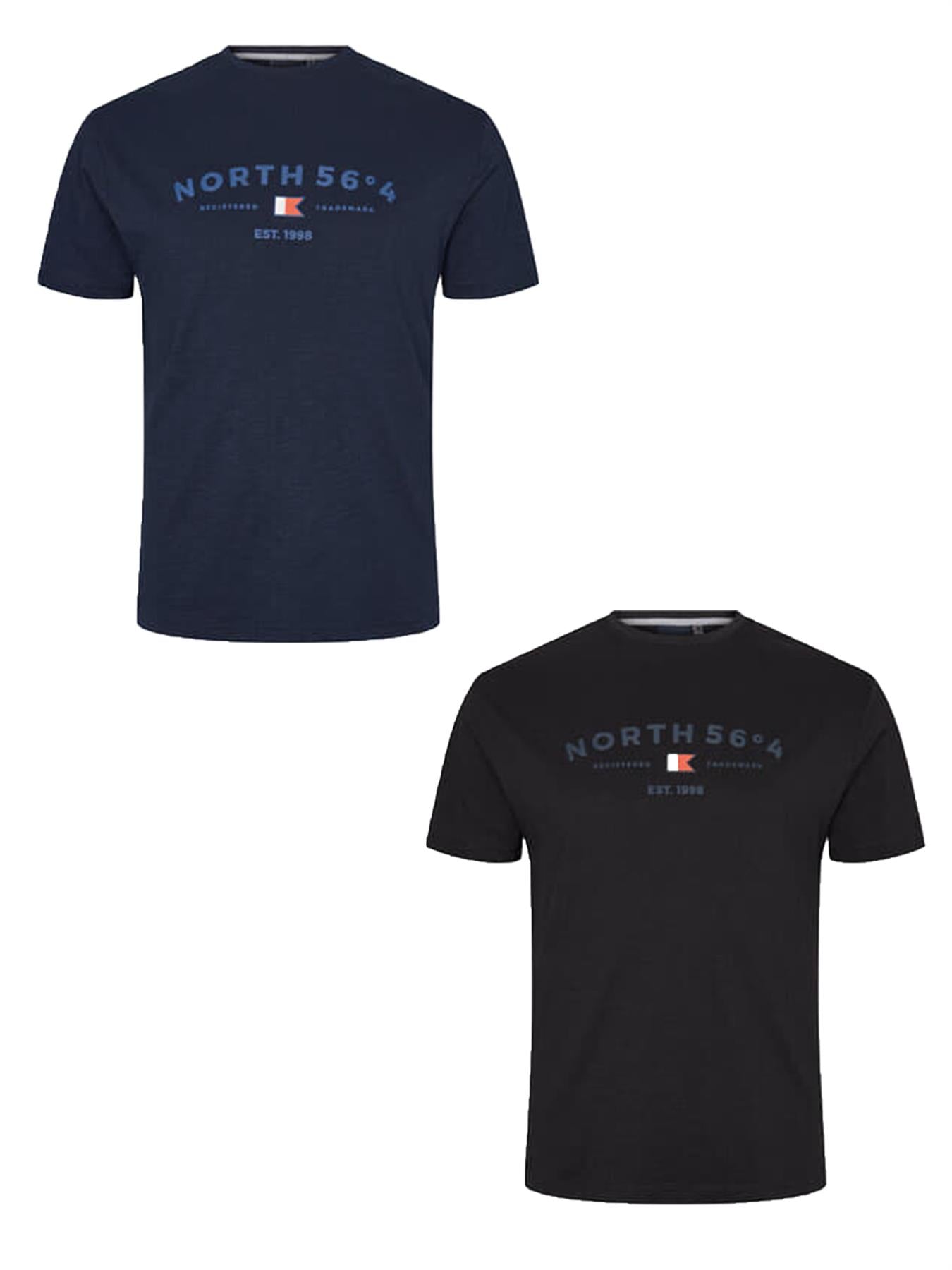 North 56*4 Men's Plus Size Premium Cotton Printed Tee Shirt With Chest Brand Logo EUXXL-EU8XL, 2 Colours