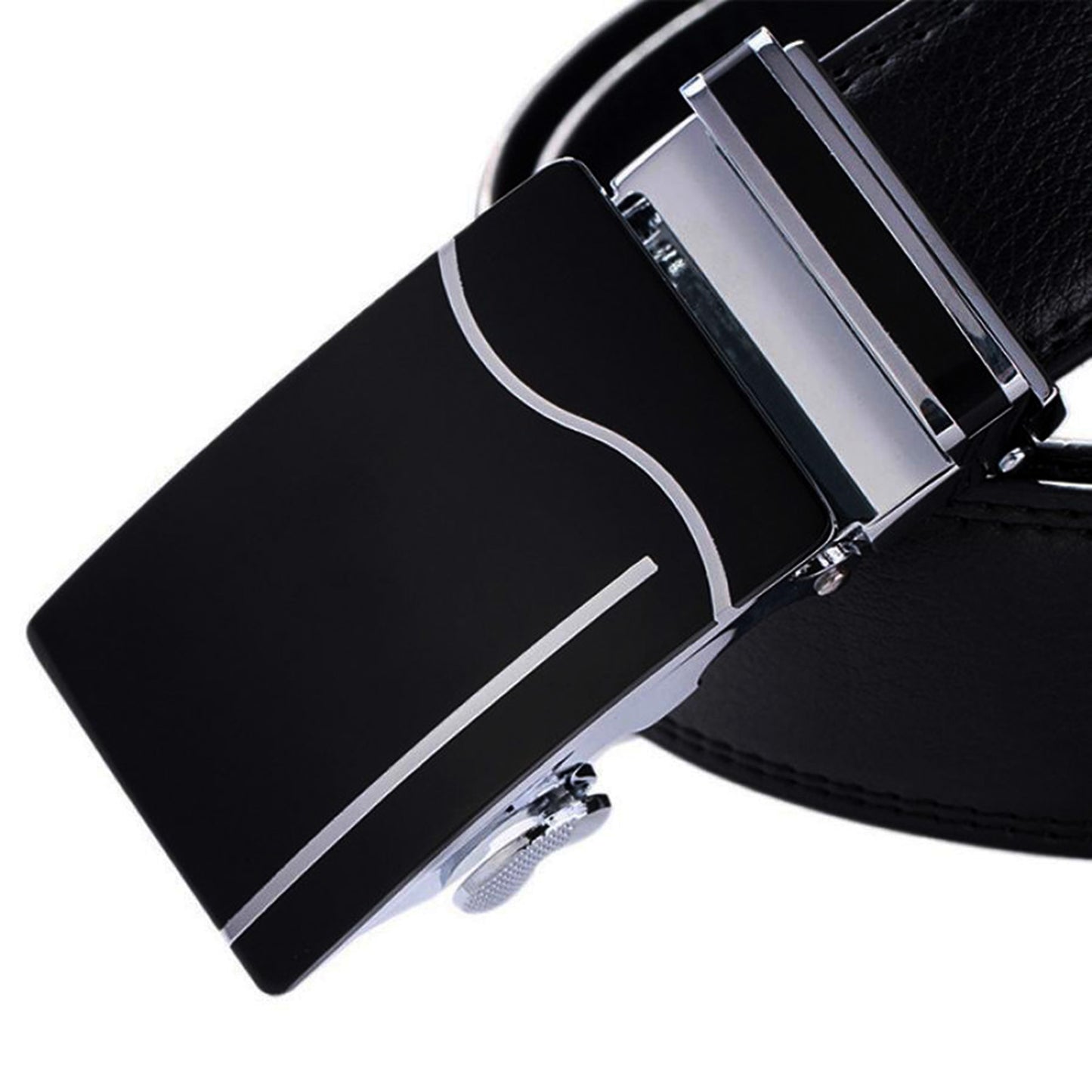 QHA Mens Ratchet Leather Belt Automatic Buckle 35mm Wide Q42