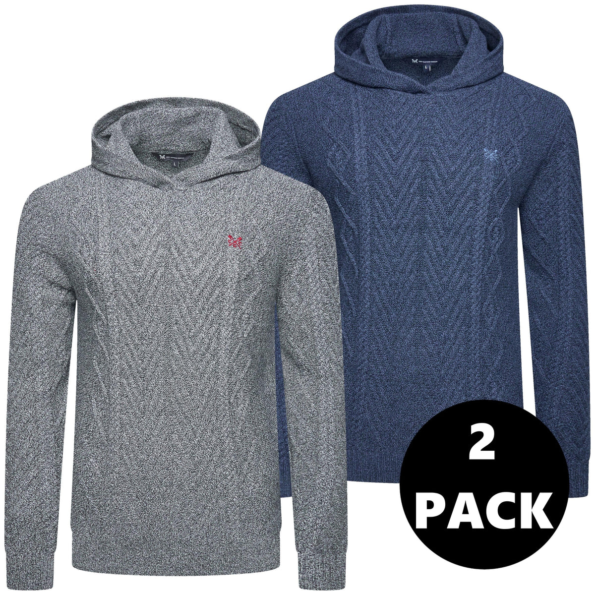 Crew Clothing Company Men's Cable Knit Pullover Hoodie, Regular Fit
