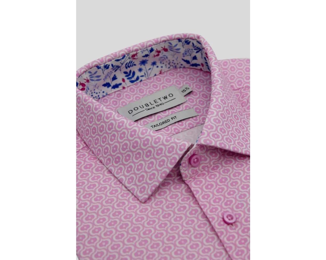 Double Two Moroccan Print Long Sleeve Shirt For Men's in 2 Colours, 15" to 18" Sizes