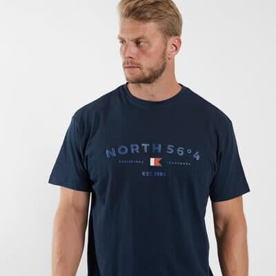 North 56*4 Men's Plus Size Premium Cotton Printed Tee Shirt With Chest Brand Logo EUXXL-EU8XL, 2 Colours
