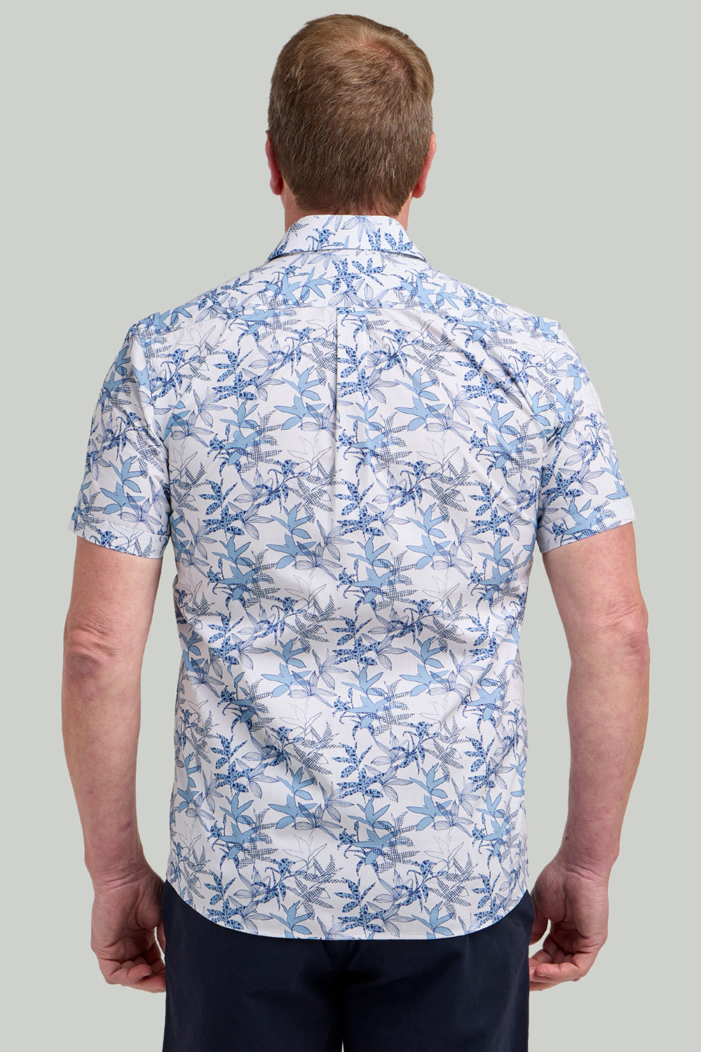Double TWO Floral Short Sleeve Shirt For Men in Slate, M-5XL