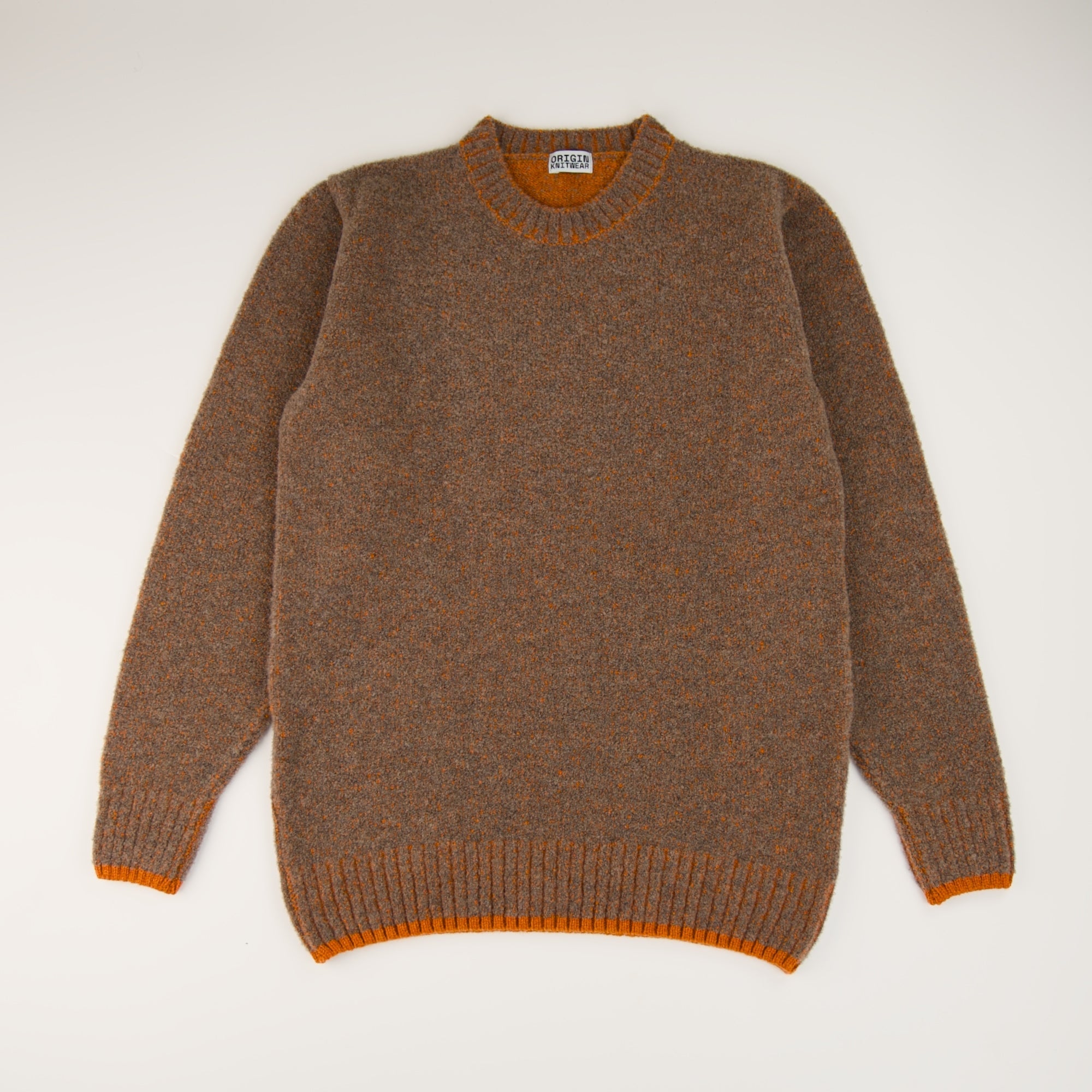 Soufflé Piccadilly Brown Jumper Lambswool Fluffy Knit Hand-Linked UK Made