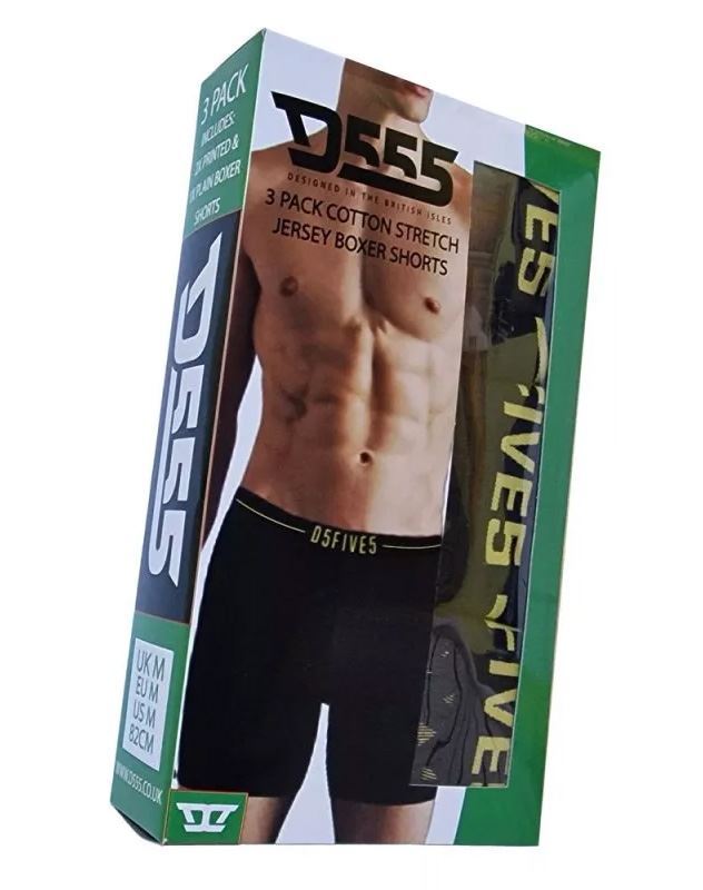 D555 Men's Cotton Stretch Printed Boxer (Sylvester) Black, Sizes 2XL to 8XL
