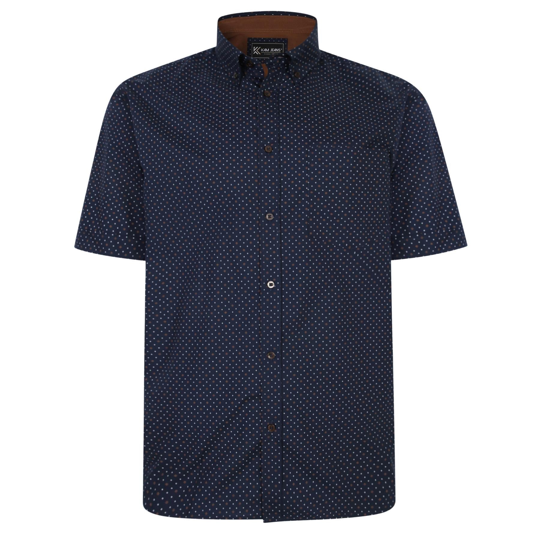 KAM Men's Premium Short Sleeve Dobby Print Shirt 2XL to 8XL