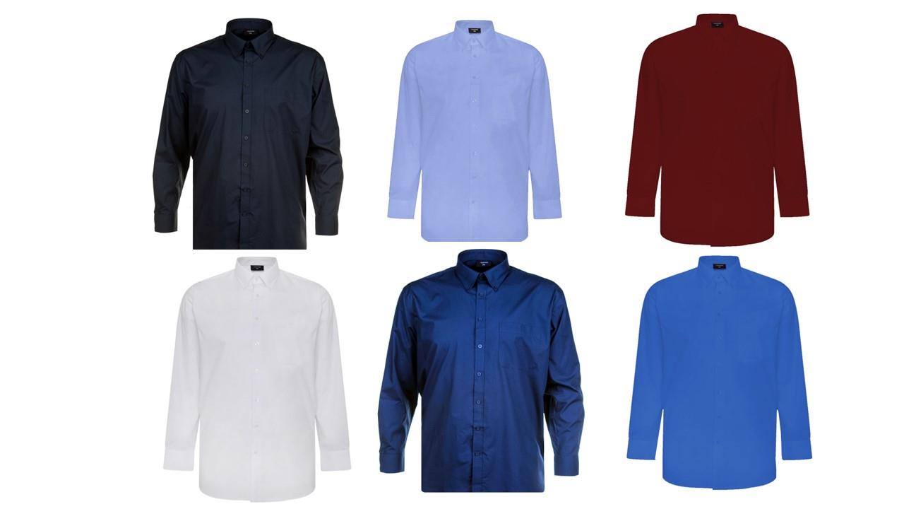 Espionage Big Size Mens Cotton Rich Long Sleeve Plain Shirt (150) 2XL - 8XL, 7 Colours