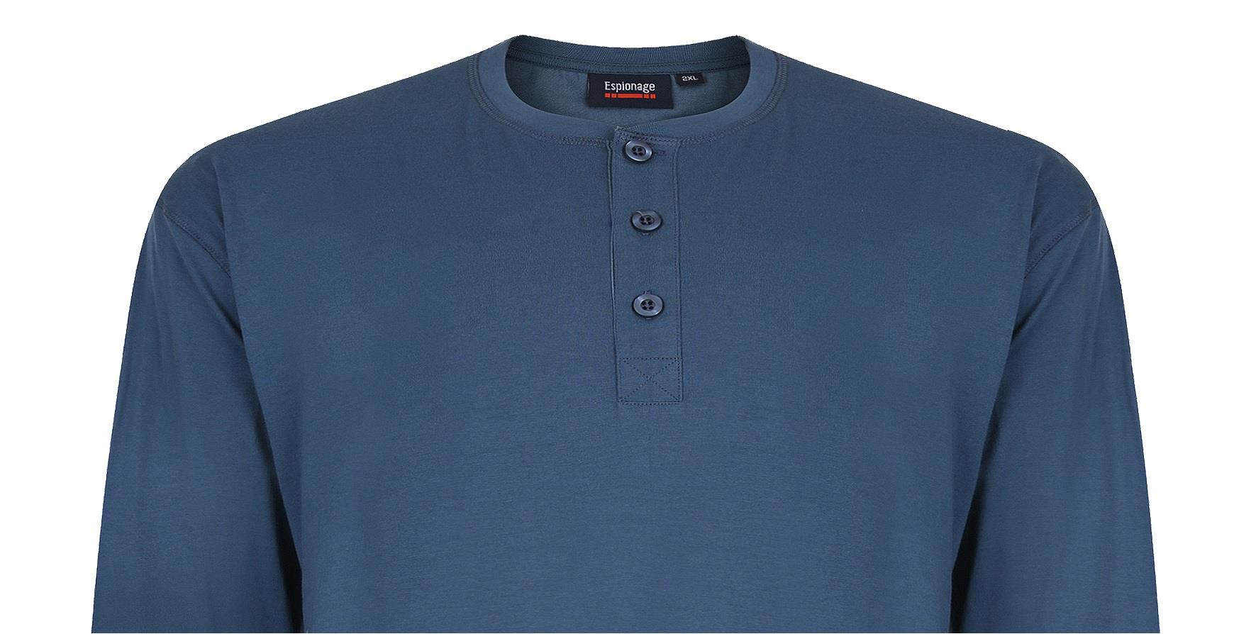 Espionage Men's Big Size Pure Cotton Long Sleeve Grandad Tee Shirts (310) 2XL-8XL, 3 Colours