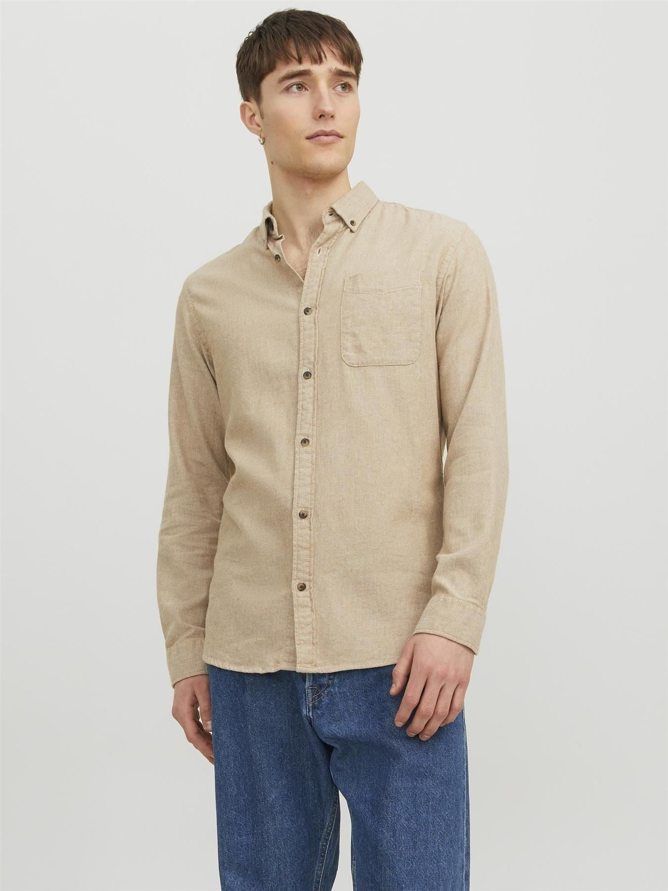 Jack & Jones Long Sleeves Shirt For Men (JJECLASSIC MELANGE) in 4 Colours, L-XL