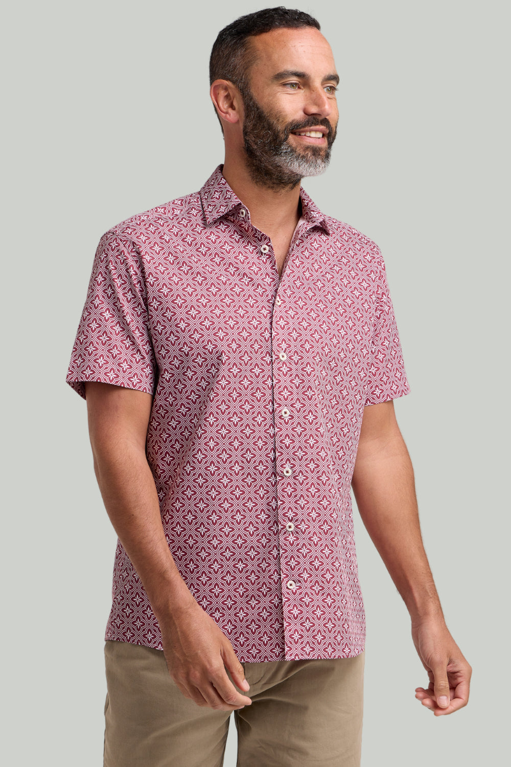 Double TWO Geometric Star Print Short Sleeve Shirt For Men in 2 Colours, M-5XL