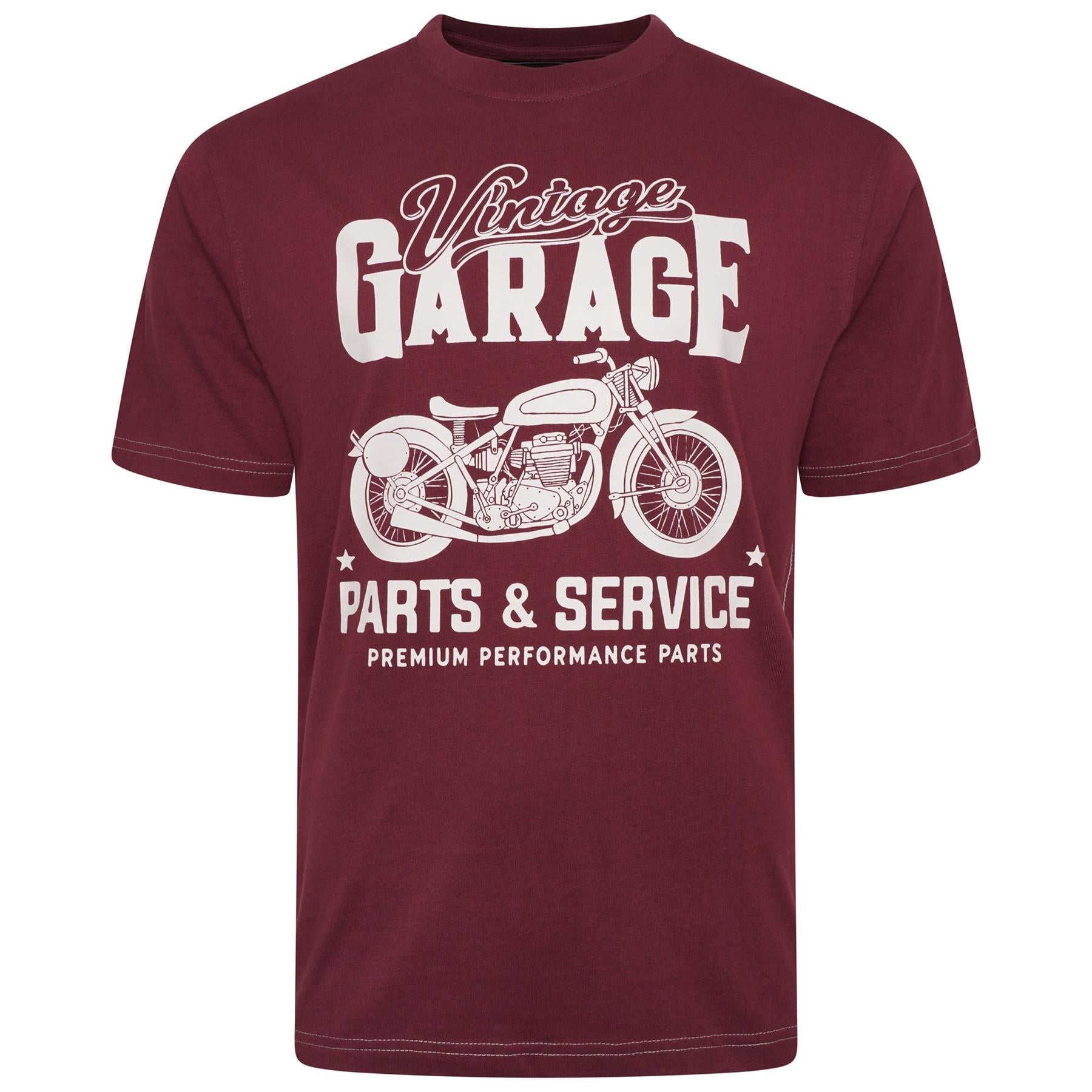 KAM Mens Plus Size Vintage Print Tee in 3 Colour Options 2XL to 8XL