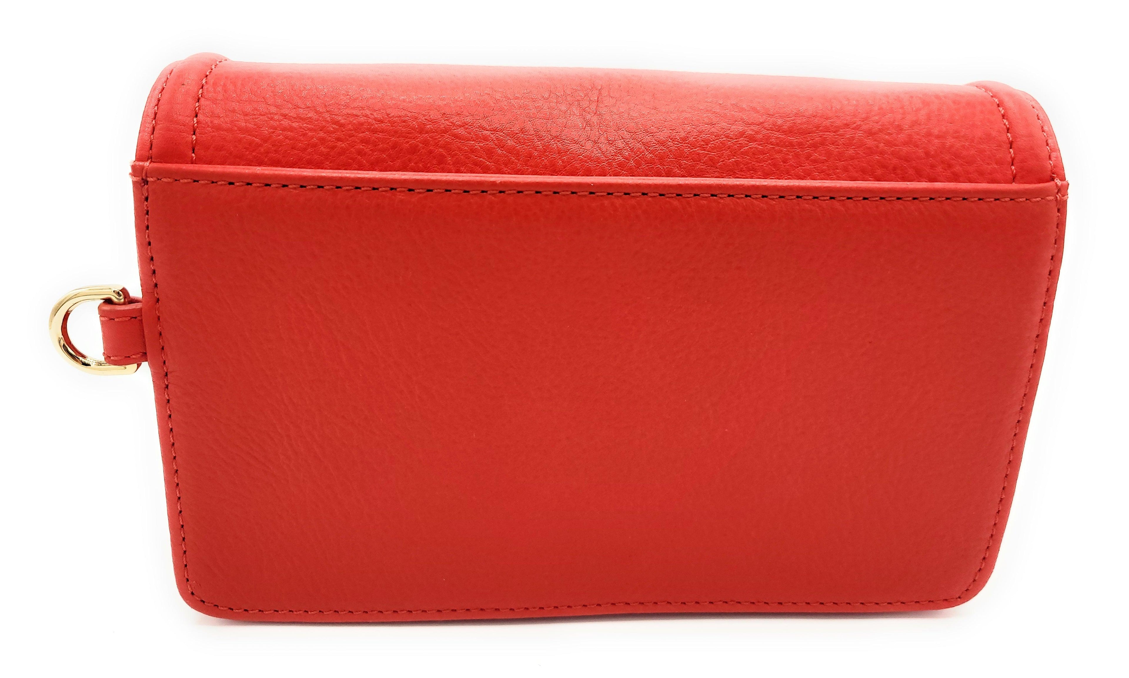 SADDLER HEIDI Real Leather Designer 3 Section Clutch with Chain Strap Detail