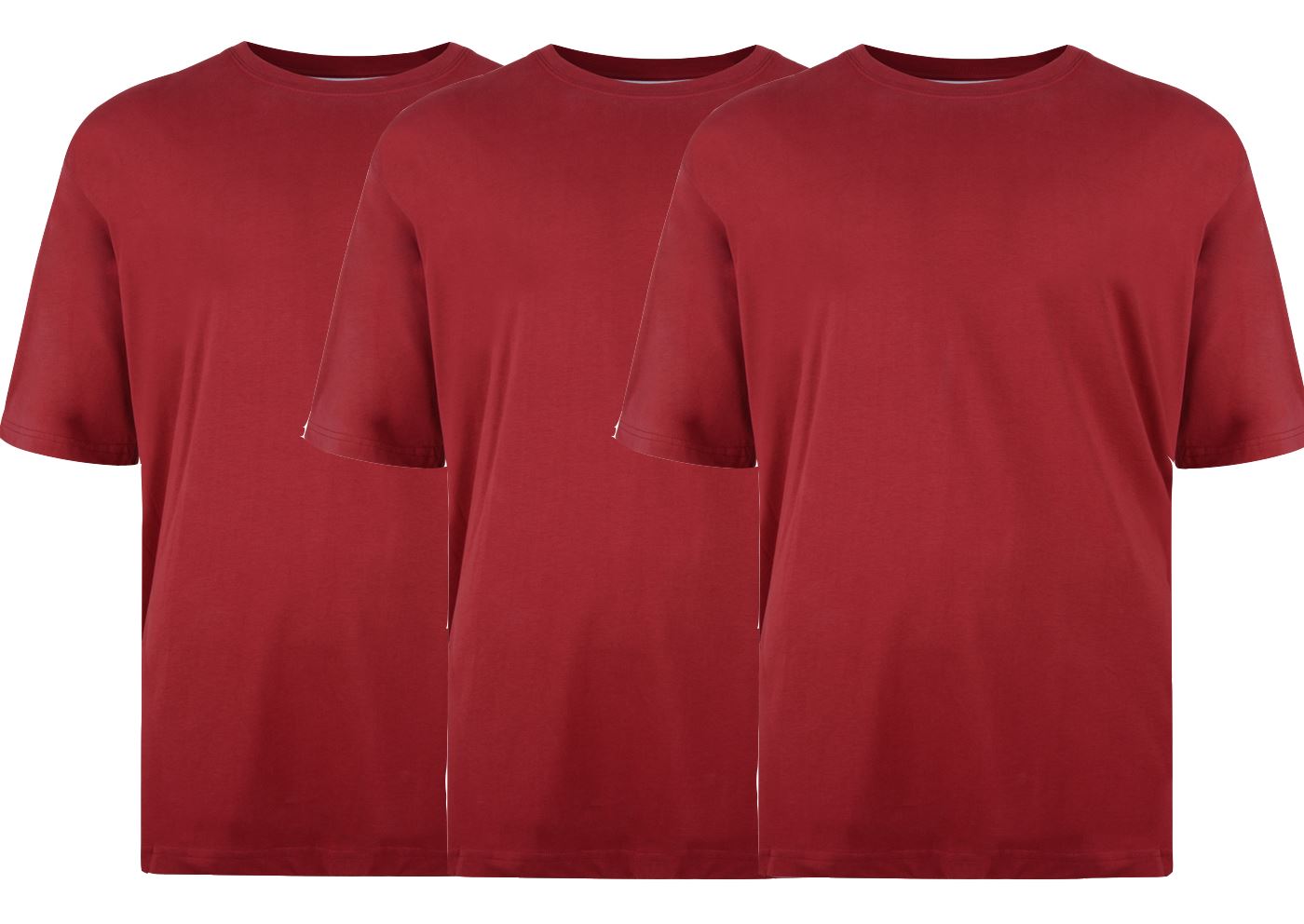 KAM Mens Plus Size Plain 3 Pack Cotton Tee Shirts Available uptp size 8XL