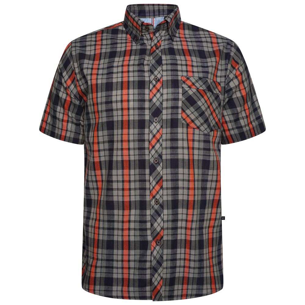 KAM Short Sleeve Check Shirt For Men with Button Down Collar in 2 Colours, 2XL-8XL