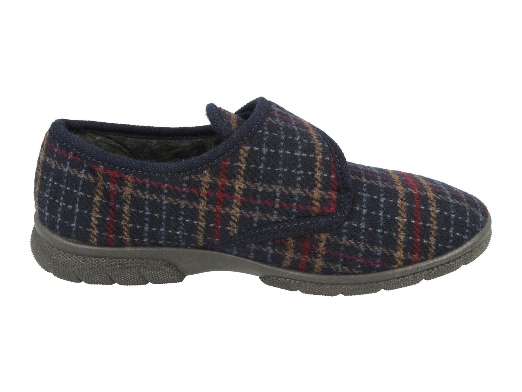 Men'S Slippers / House Shoes (Tartan)6V Wide Fit By Db Shoes in Navy