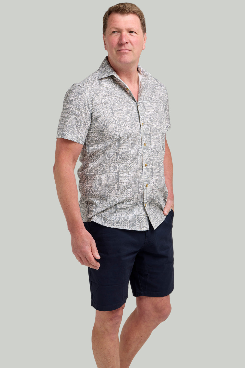 Double TWO Aztec Print Short Sleeve Shirt For Men in 2 Colours, M-5XL