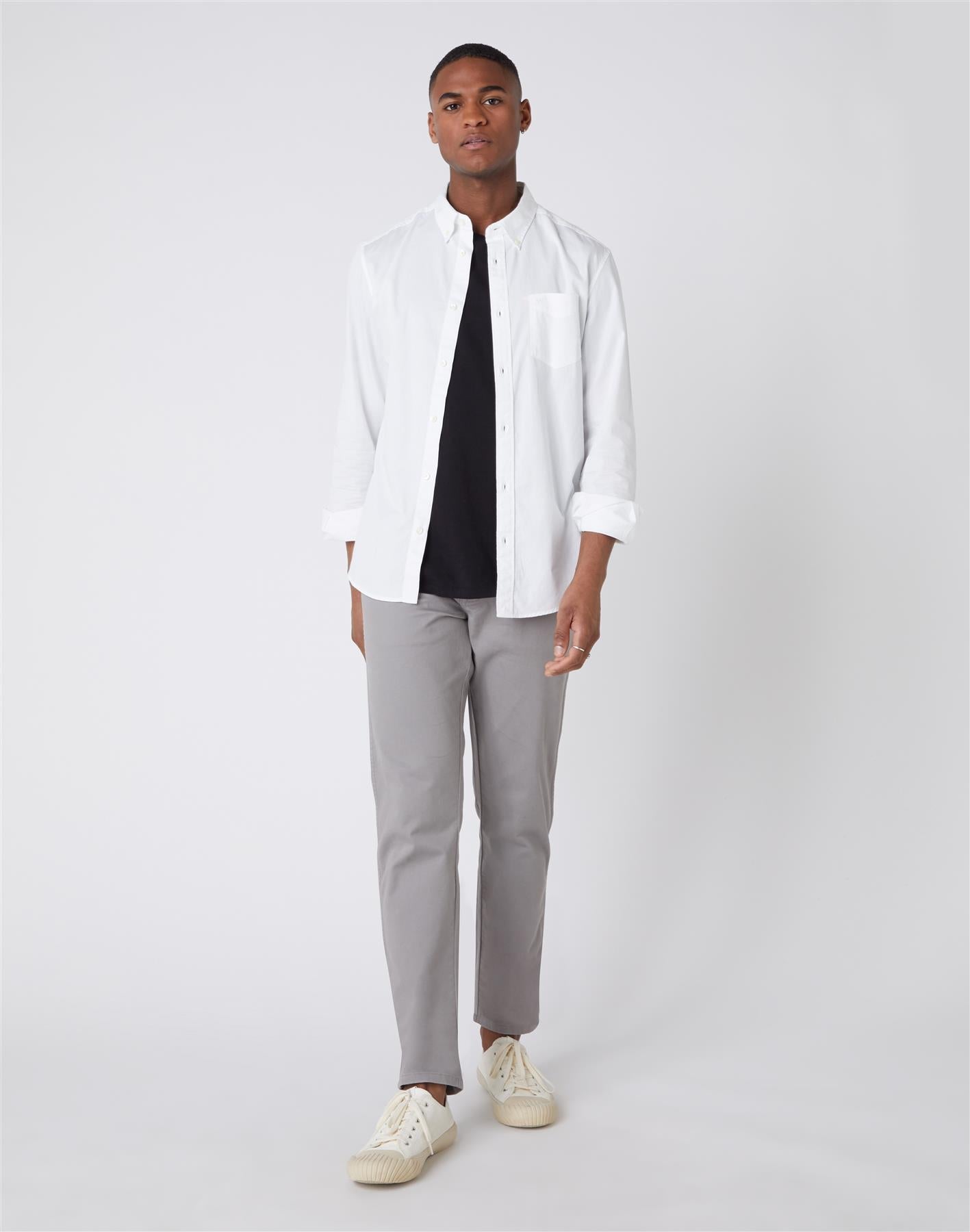 Wrangler Mens Texas Slim Shale Grey Trousers