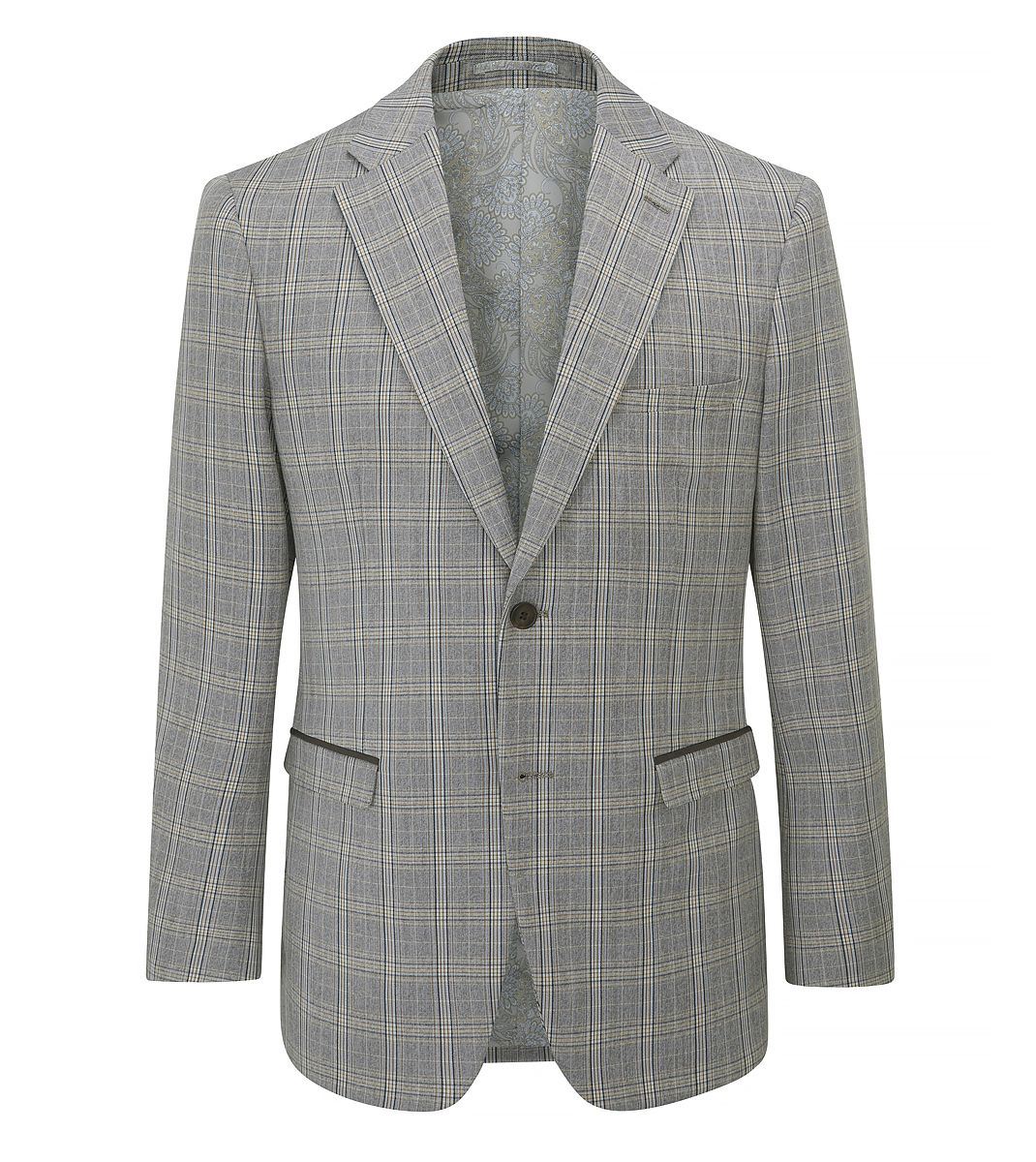 Skopes Dettori Tailored Fit Suit Jacket For Men in Brown Blue Check, 36S-62L