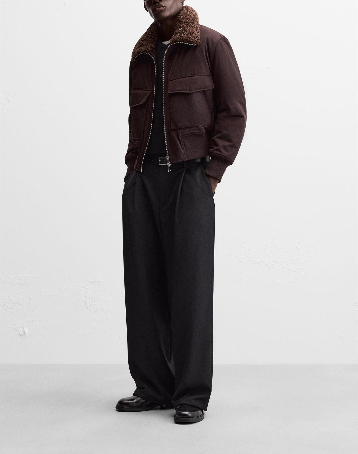 Men's Stand-Up Collar Cotton-Padded Coat – Dark Purple Winter Jacket