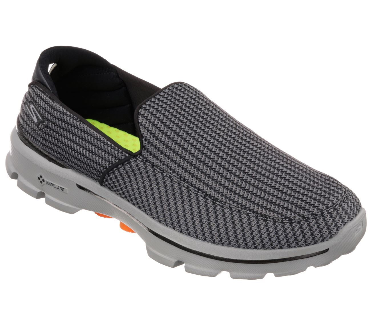 SKECHERS Men's Gowalk3 Athletic Walking/Running Trainers in Charcoal/Orange, Size UK6 to UK13