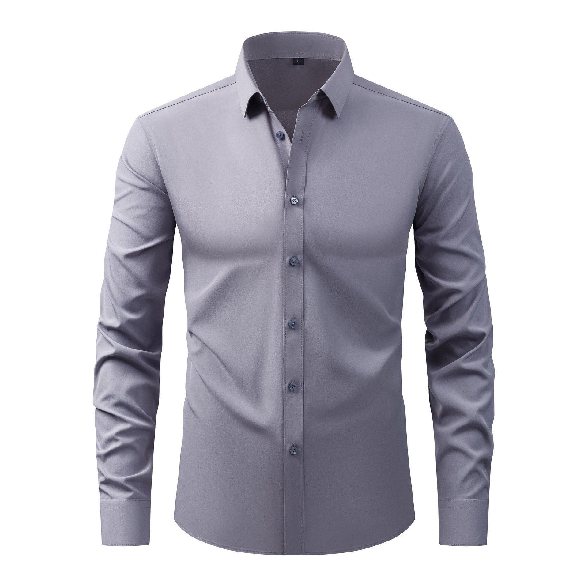 Full Elastic Force Natural Color Button Men's Plus Size Shirt