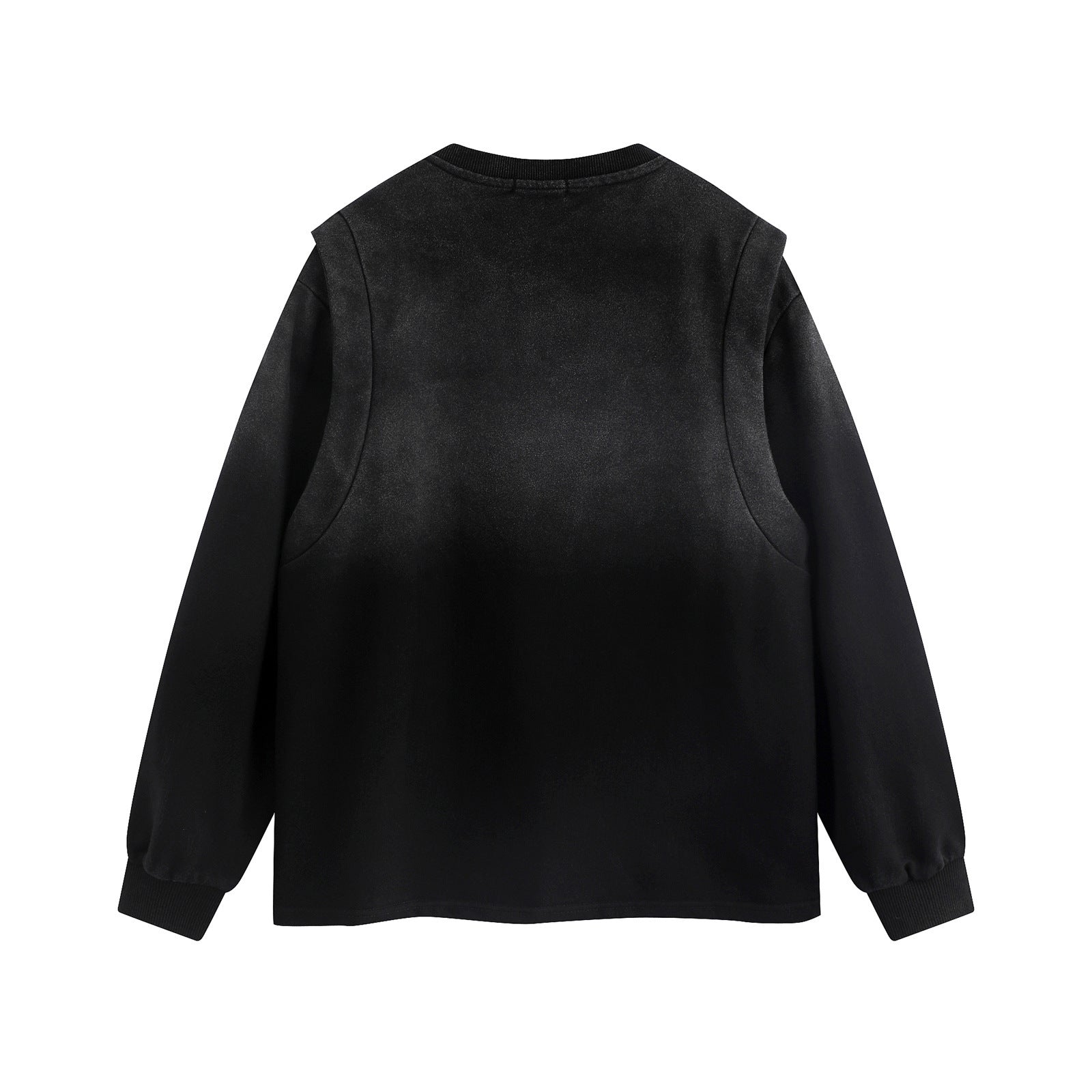 High Street Washed Distressed Embroidered Round Neck Sweater