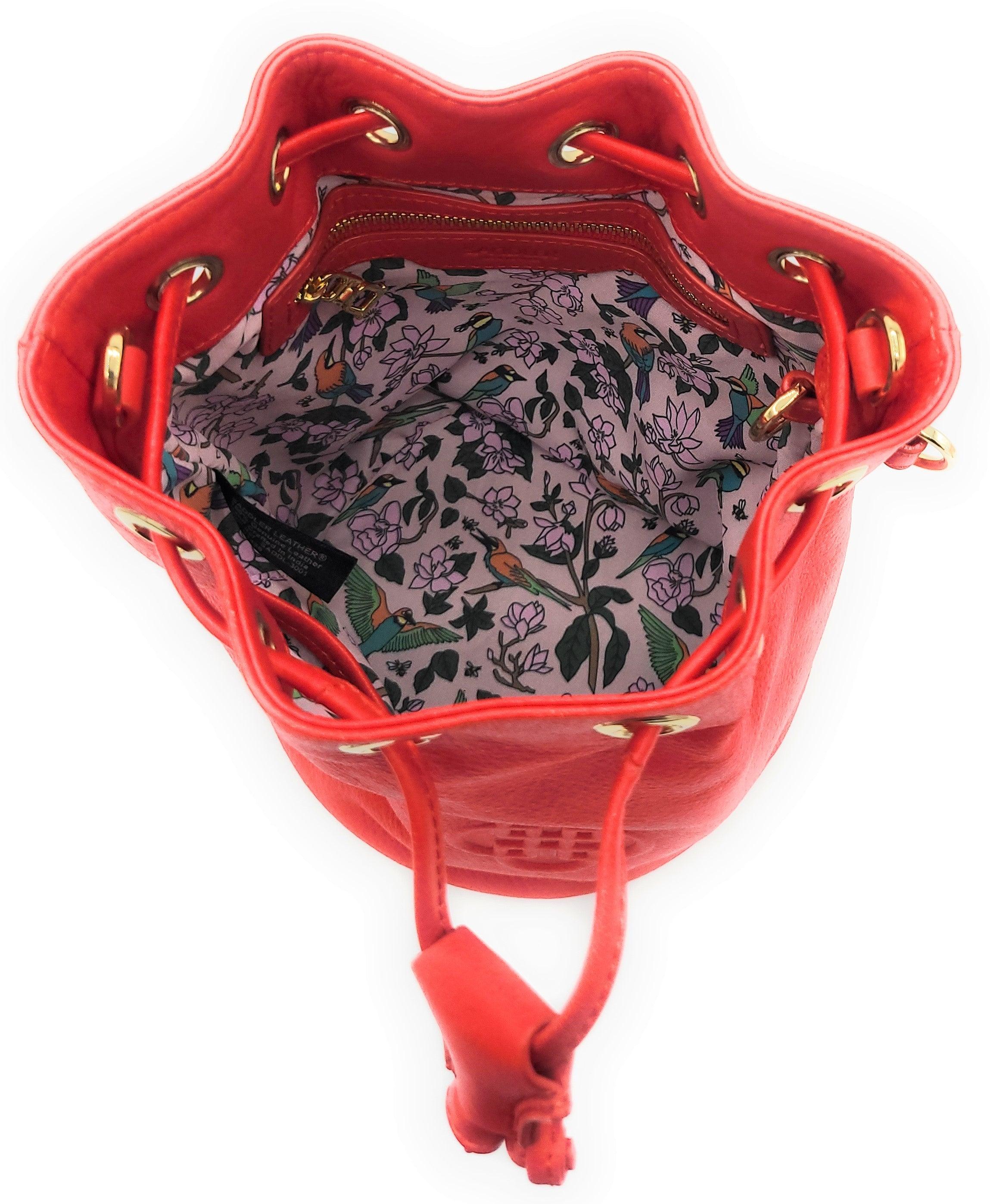 SADDLER PIXIE Real Leather Designer Drawstring crossbody bag