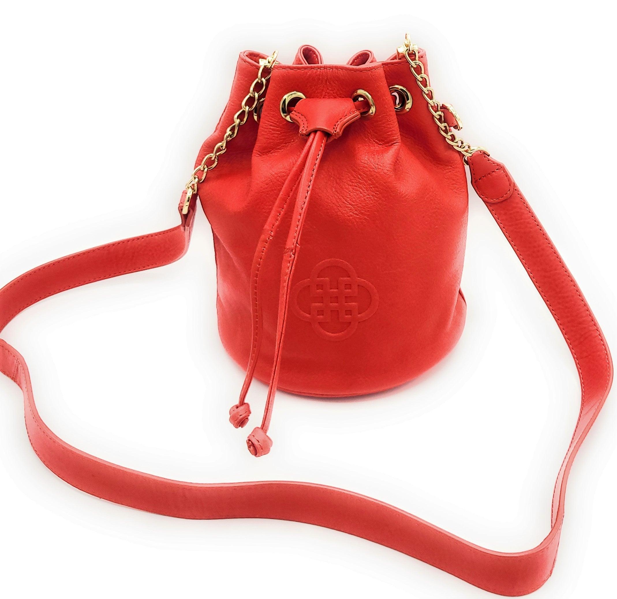 SADDLER PIXIE Real Leather Designer Drawstring crossbody bag