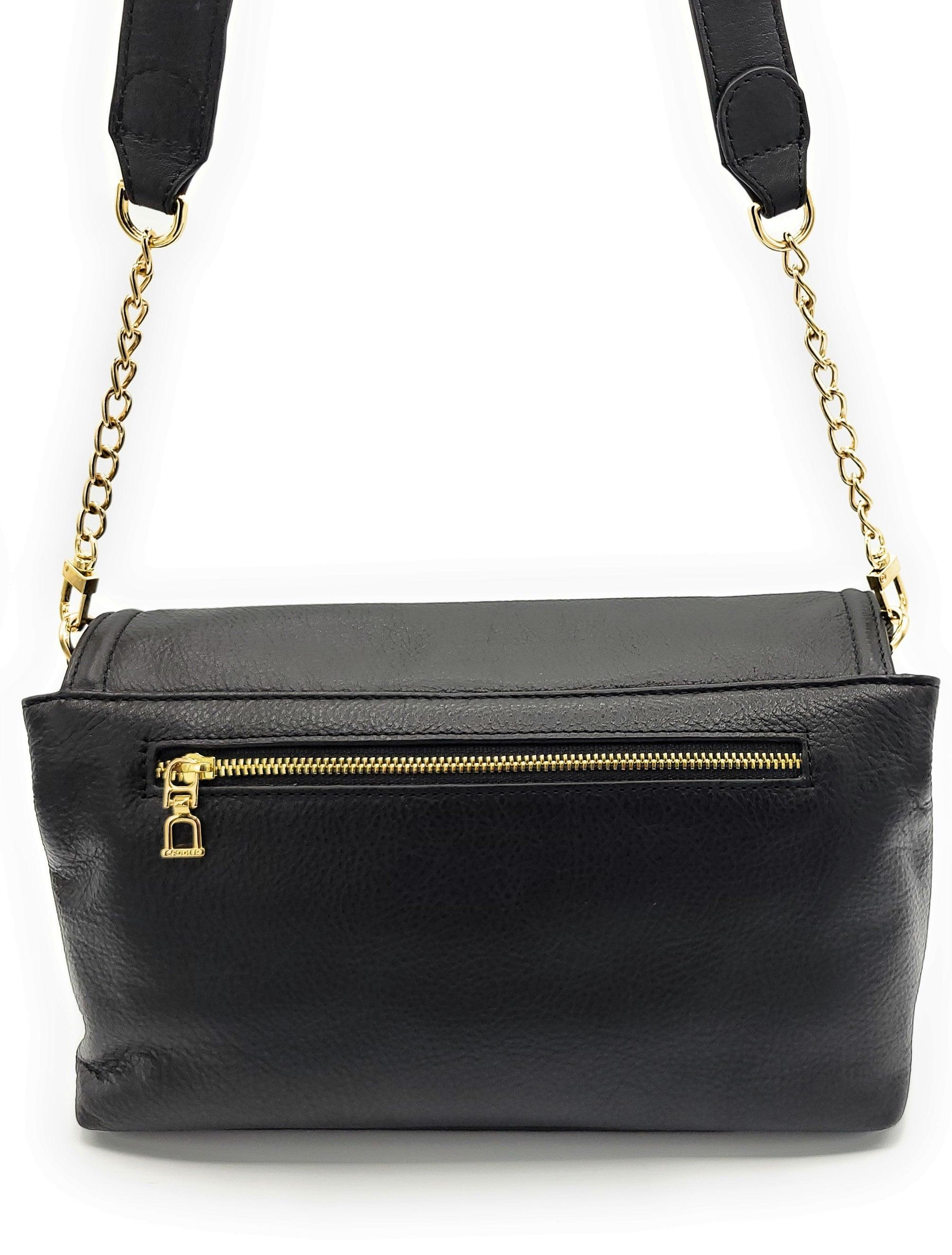 SADDLER ORLA Real Leather Designer Flapover Handbag with Chain Detail Strap