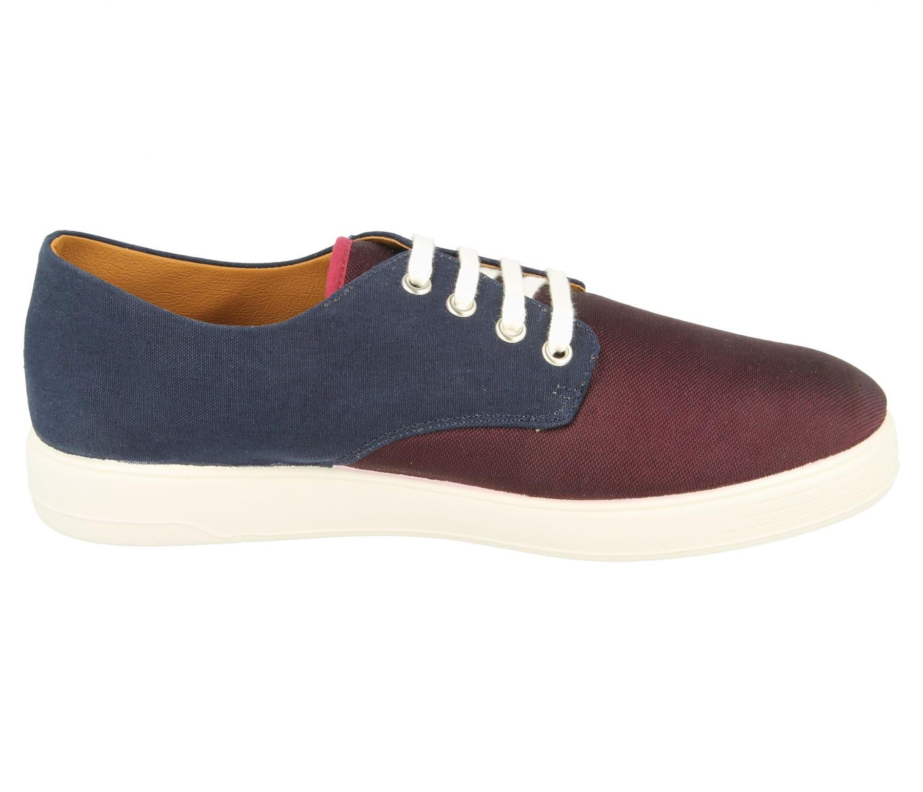 Mens Easy B Extra Wide Fit (2V) Sporty Canvas Canvas Shoes (Declan) in Navy/Bordeaux