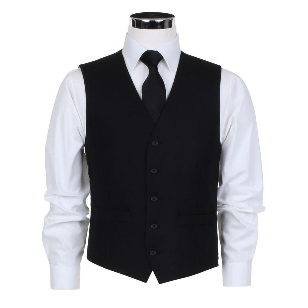 Scott Five- Button Masonic Herringbone Waistcoat For Men in Black, 34R-60R