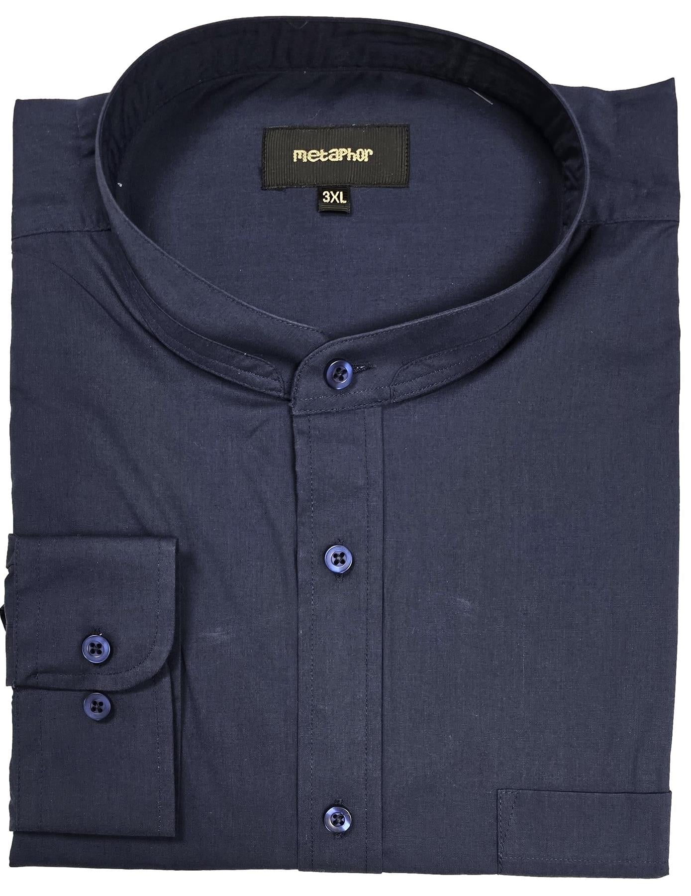 Metaphor Mens Big Size Poly Cotton Long Sleeve Grandad Shirt (155615) 2XL - 8XL