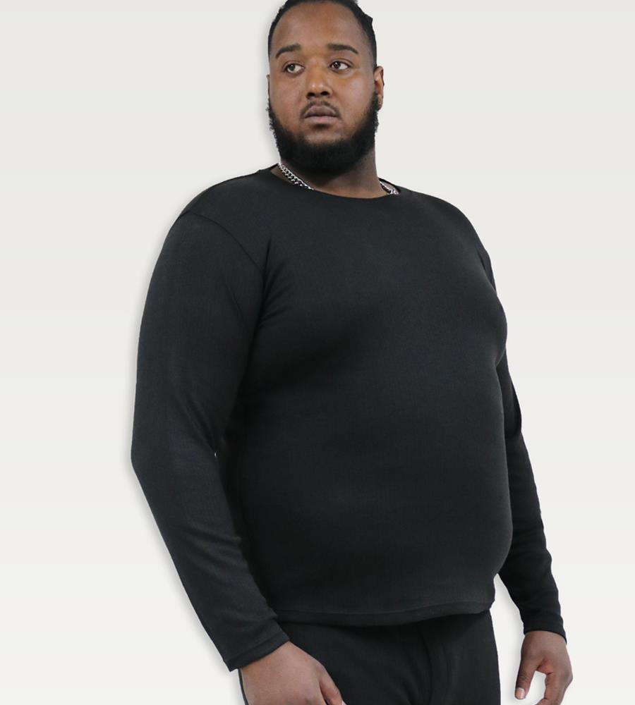 D555 EXETER Thermal Long Sleeve T-Shirt For Men in Black, 2XL-8XL