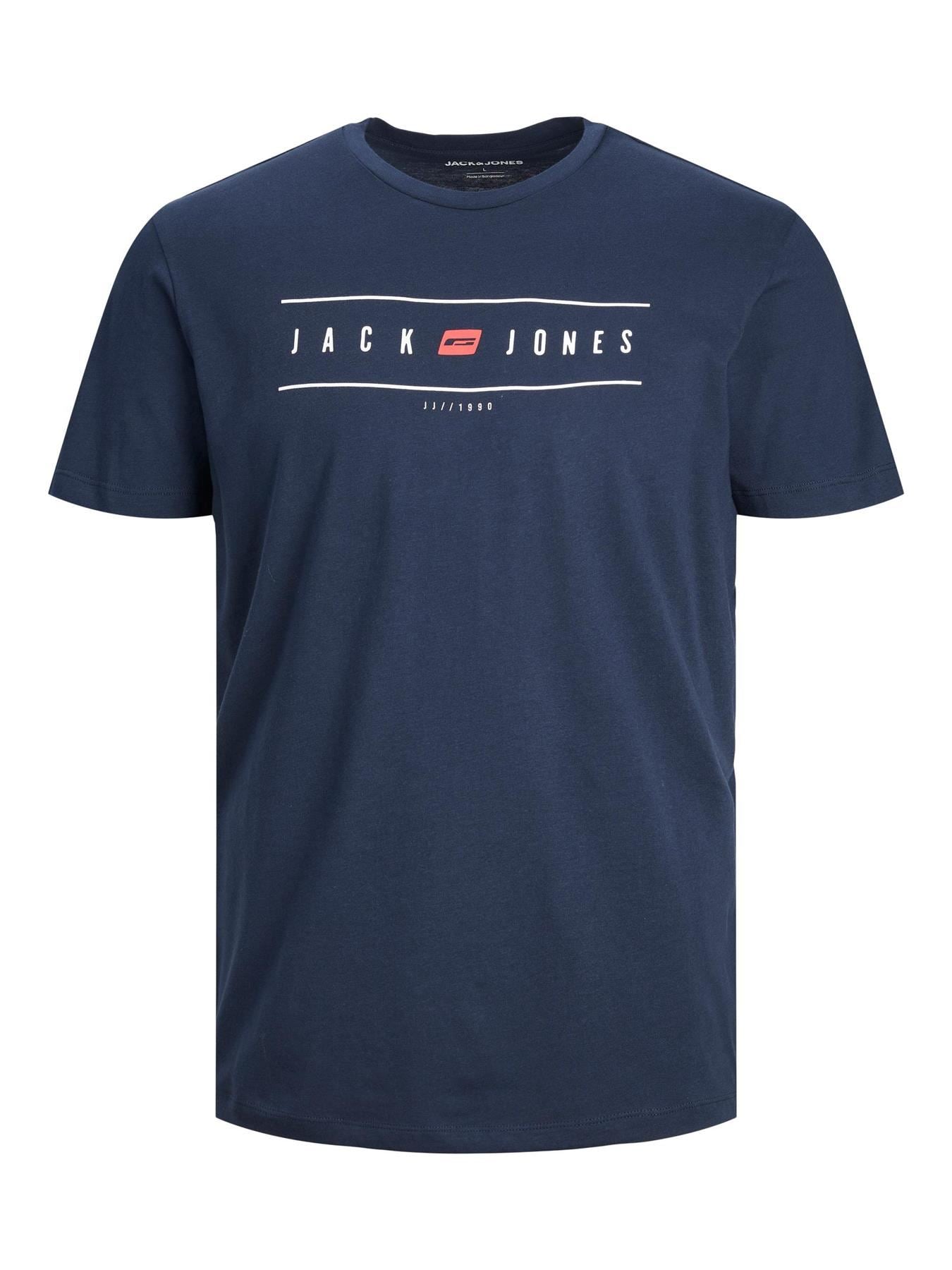Jack & Jones Plus (12245480) JJELLIOT Logo Crew Neck T-Shirt in 2 Colour Options 1XL to 6XL