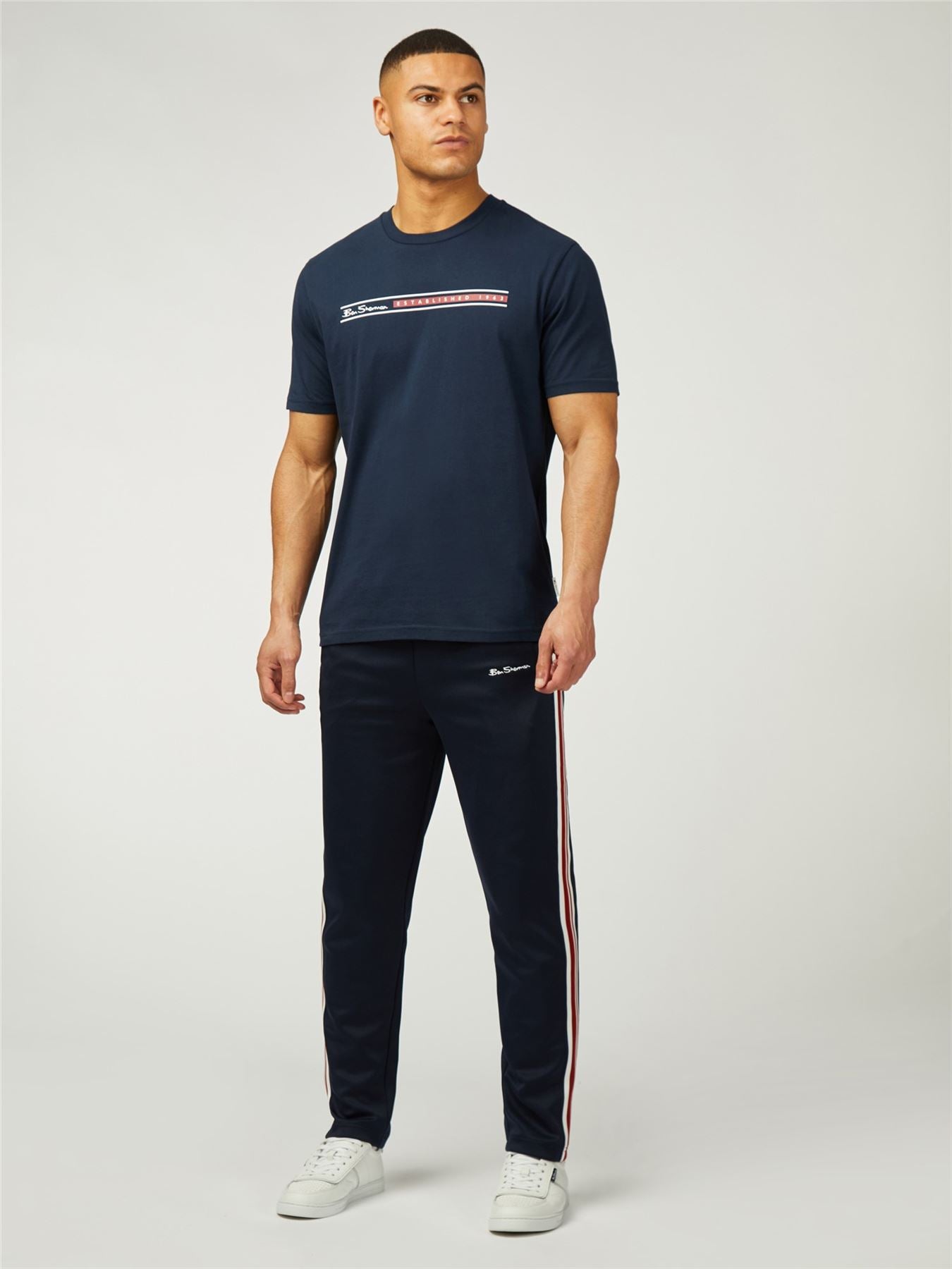 Ben Sherman Big Size Core Stripe Short Sleeve T-Shirt For Men in Dark Navy, 2XL-5XL