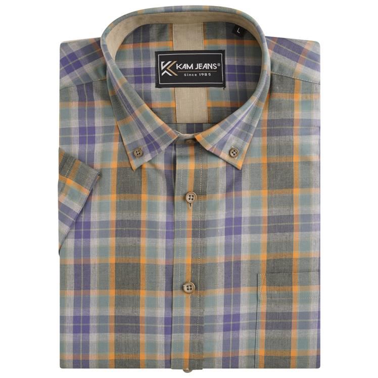 KAM Casual Short Sleeve Check Shirt for Mens KBS6282 in 4 Colours, 2XL-8XL