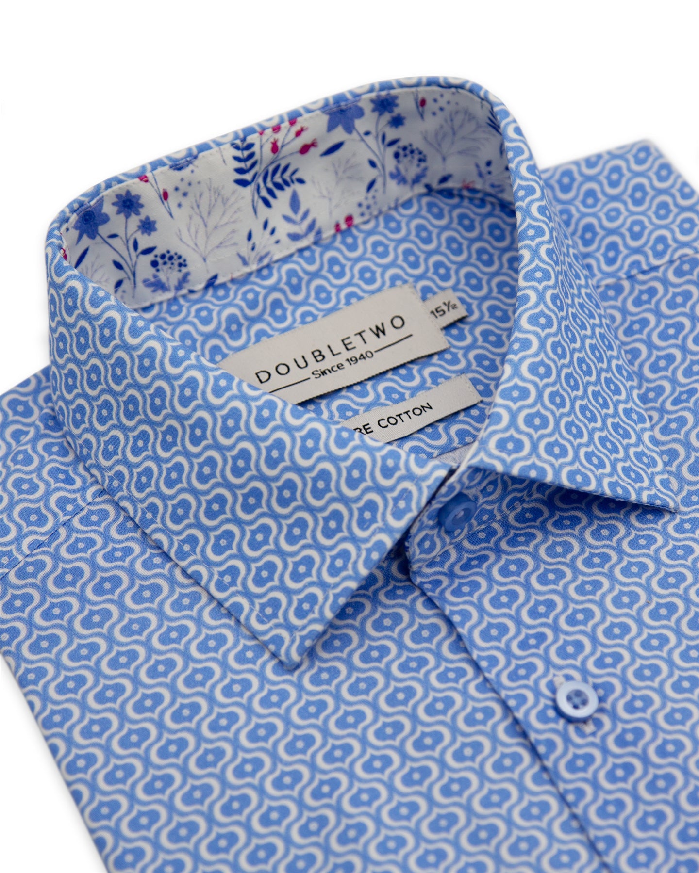 Double Two Moroccan Print Formal Long Sleeve Shirt For Men's (GS4242) in Collar Size 15 to 23, 2 Colours