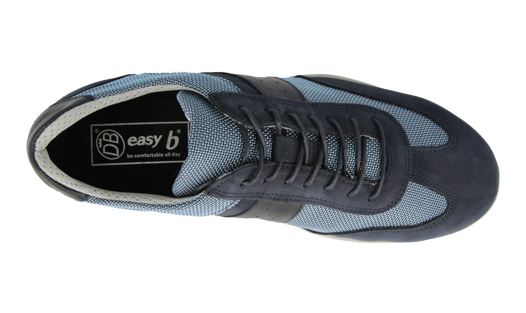 Mens Easy B Extra Wide Fit (2V) Suede/Leather Sports Sneakers (Wakefield) in Navy