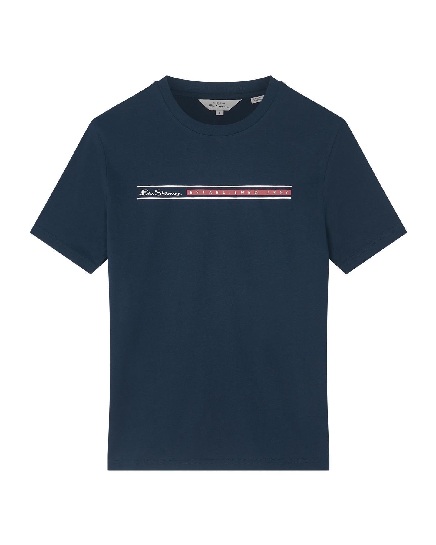 Ben Sherman Big Size Core Stripe Short Sleeve T-Shirt For Men in Dark Navy, 2XL-5XL
