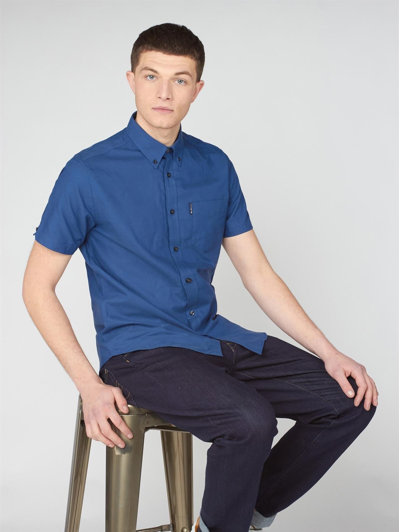 Ben Sherman Mens Big Size Short Sleeve Organic Cotton Oxford Shirt (65095) 2XL-5XL, 4 Colours