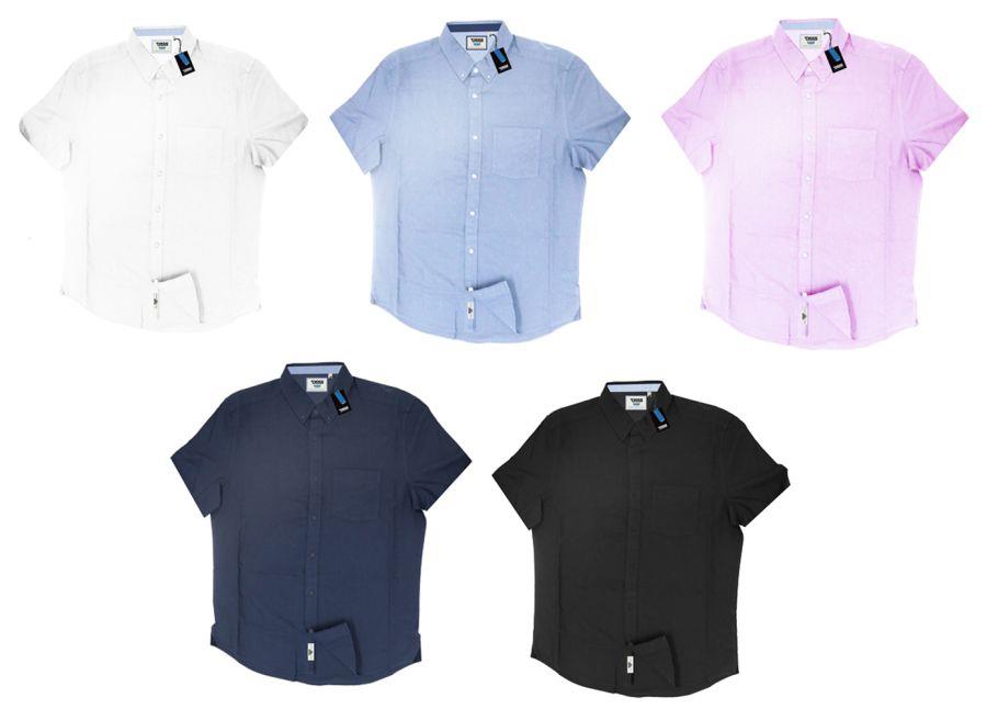 D555 Men's Plus Size JAMES Oxford Short Sleeve Shirt in 5 Colours 2XL to 8XL