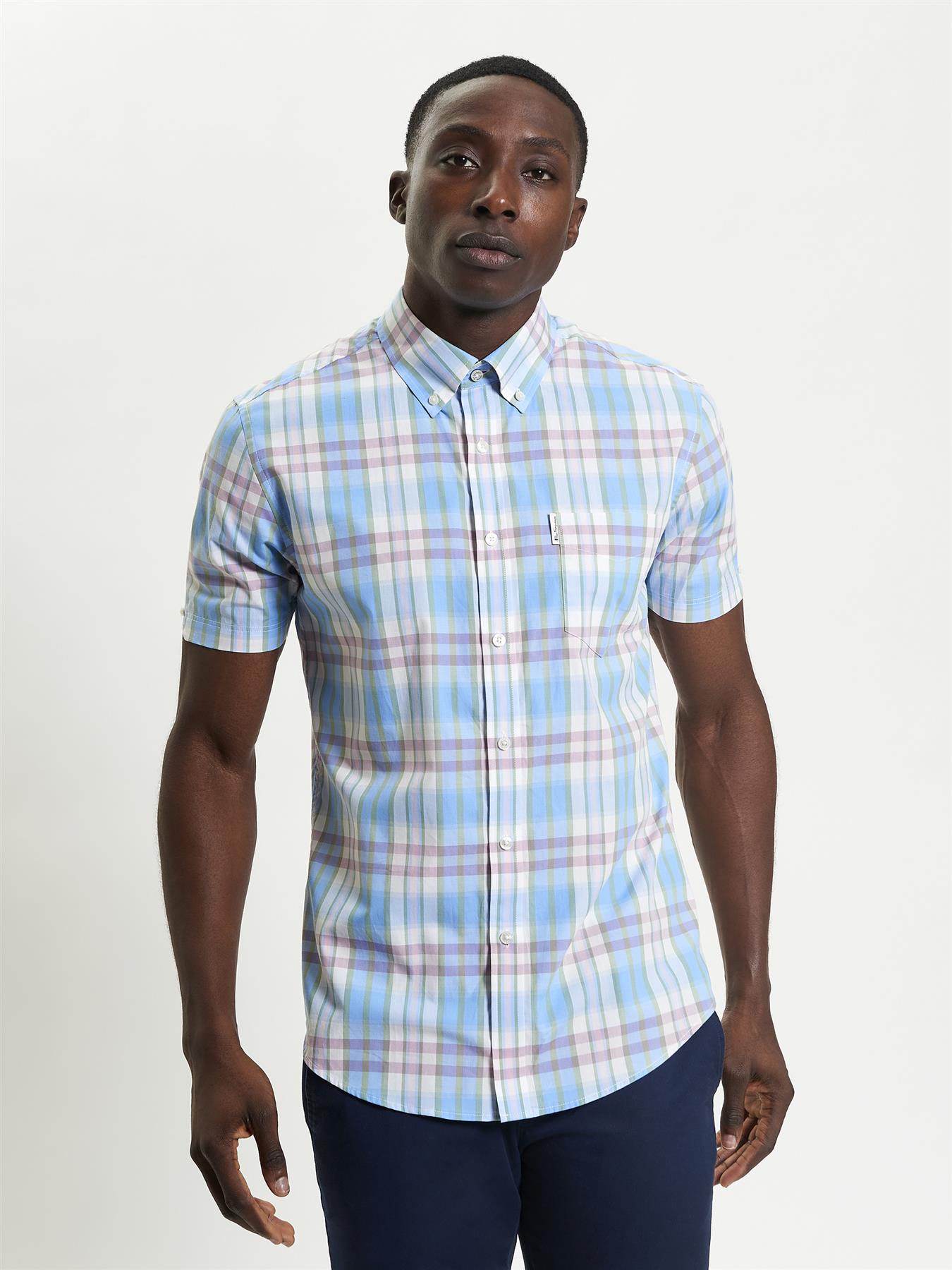 Ben Sherman Irregular Check Short Sleeve Shirt For Men in 2 Colours, 2XL-5XL