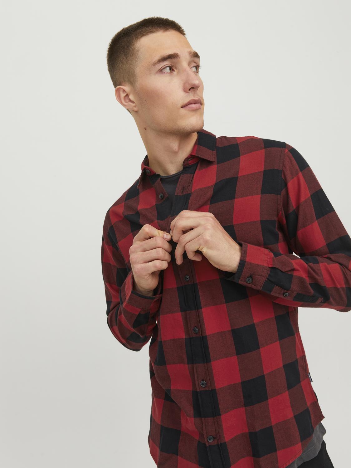 Jack & Jones Twill Checked Shirt With Long Sleeves For Men (JJEGINGHAM) in 5 Colours, L-XL