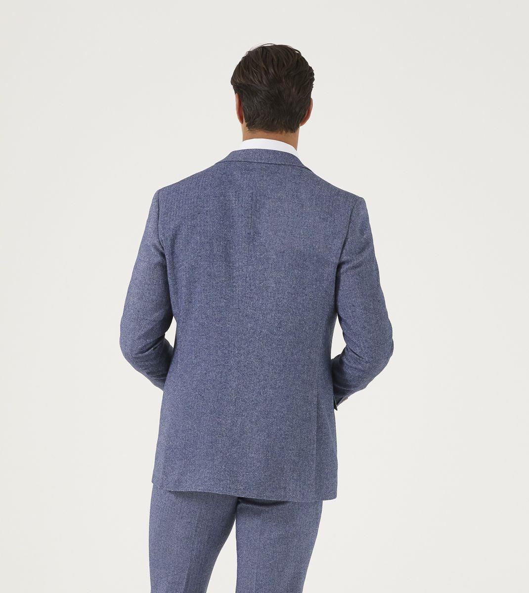 Skopes Tailored Fit Herringbone Suit Jacket Jude in Blue 34 to 62 Short to Long