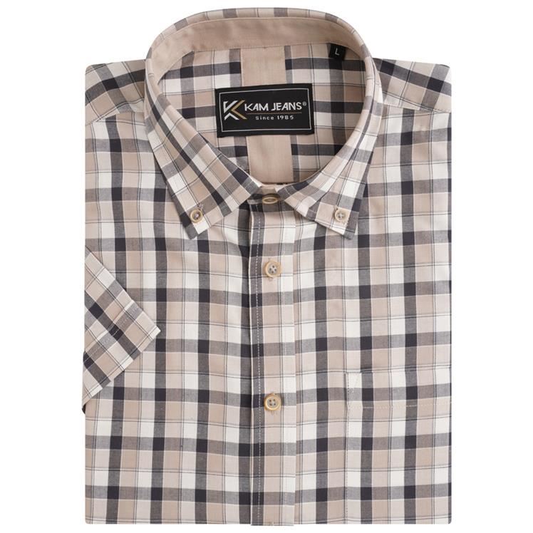KAM Casual Short Sleeve Check Shirt for Mens KBS6282 in 4 Colours, 2XL-8XL