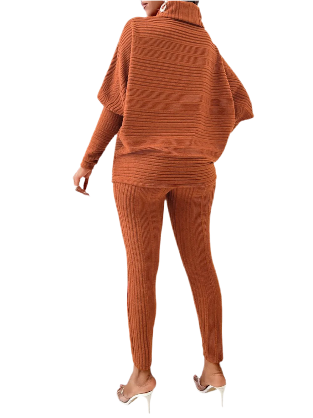 Turtleneck Batwing Sleeve Top and Pants Set