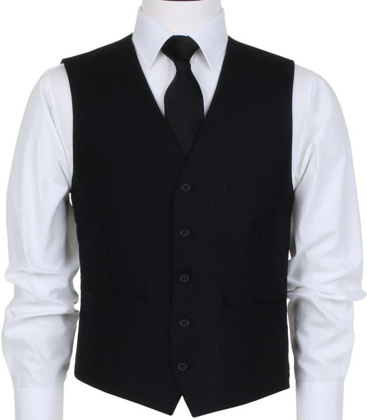 Scott Five- Button Masonic Herringbone Waistcoat For Men in Black, 34R-60R