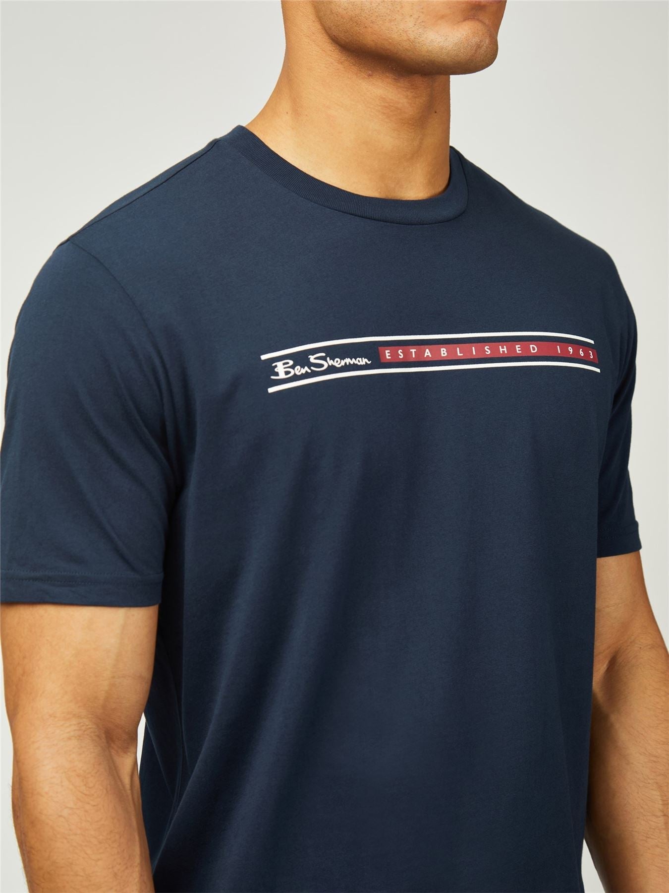 Ben Sherman Big Size Core Stripe Short Sleeve T-Shirt For Men in Dark Navy, 2XL-5XL