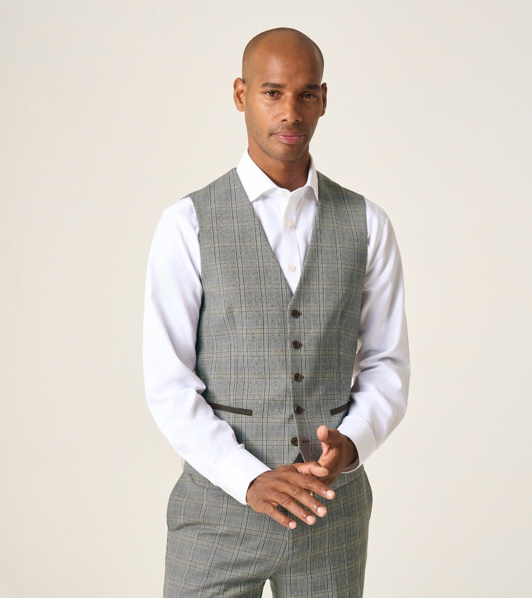 Skopes Dettori Suit Waistcoat For Men in Brown Blue Check, 34R-62R