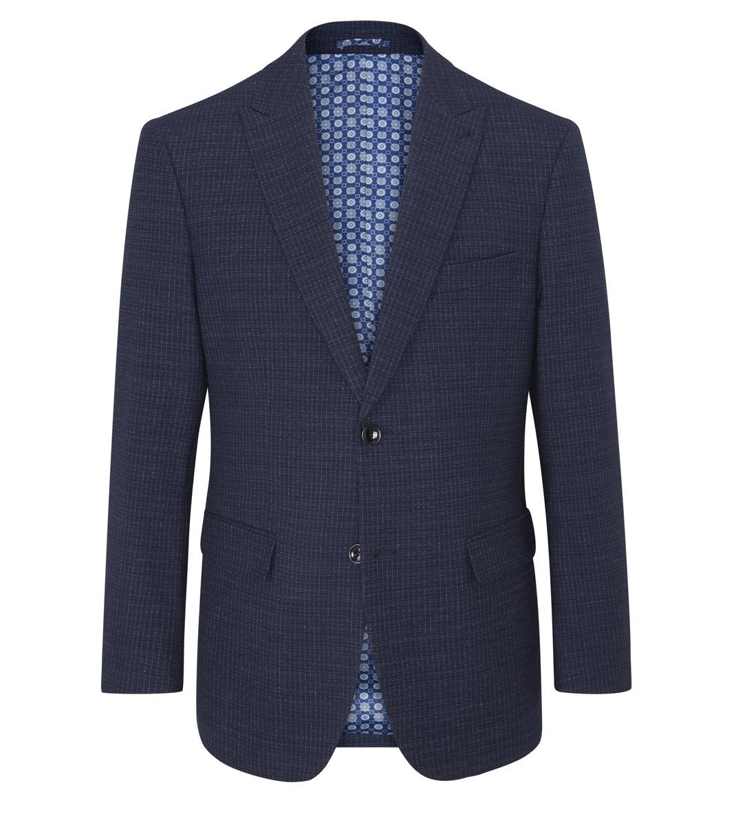 Skopes Hepworth Suit Tailored Fit Jacket For Men in Navy Blue Mini Check, 36S to 62L